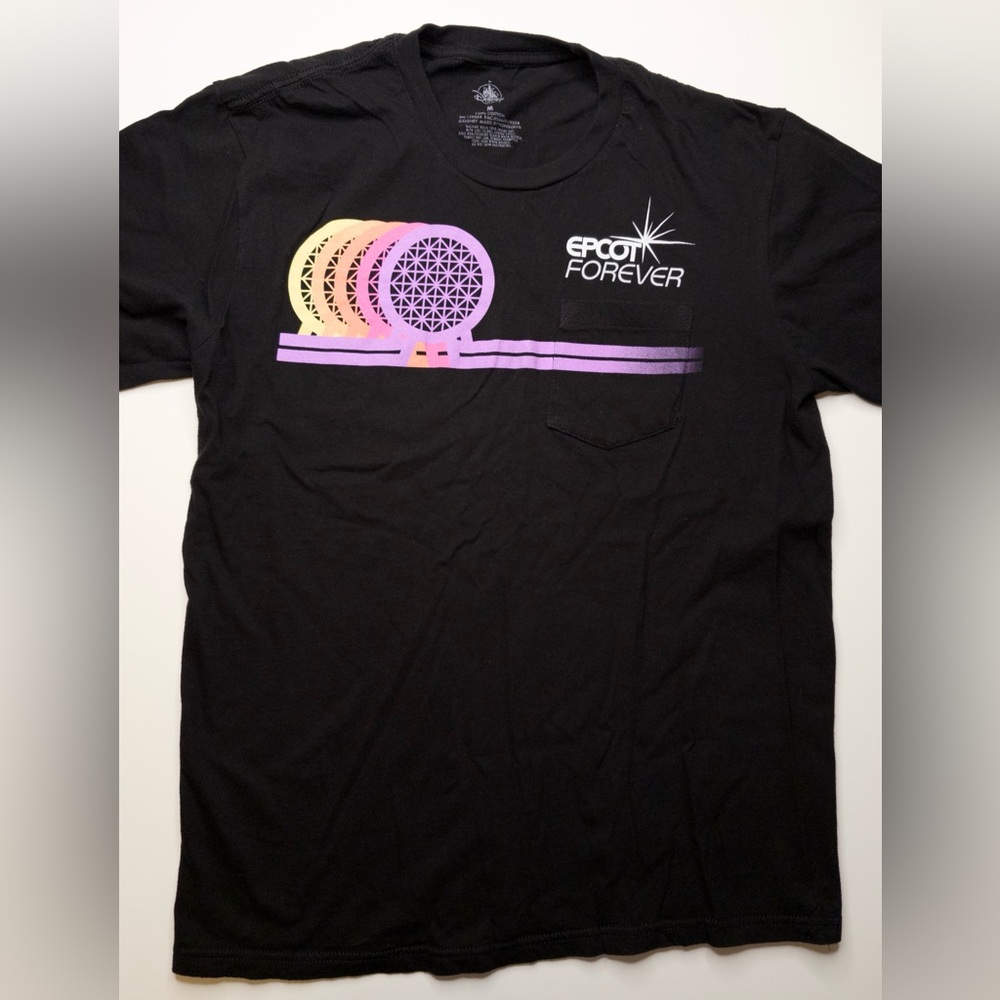 Walt Disney World Epcot Forever Black Pocket T-Shirt Unisex Medium